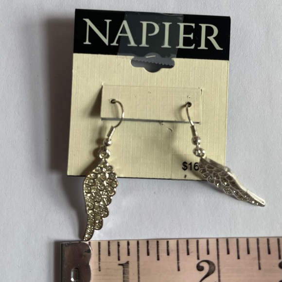 Napier Silver Toned Angel Wings Pierced Earrings - Picture 4 of 5